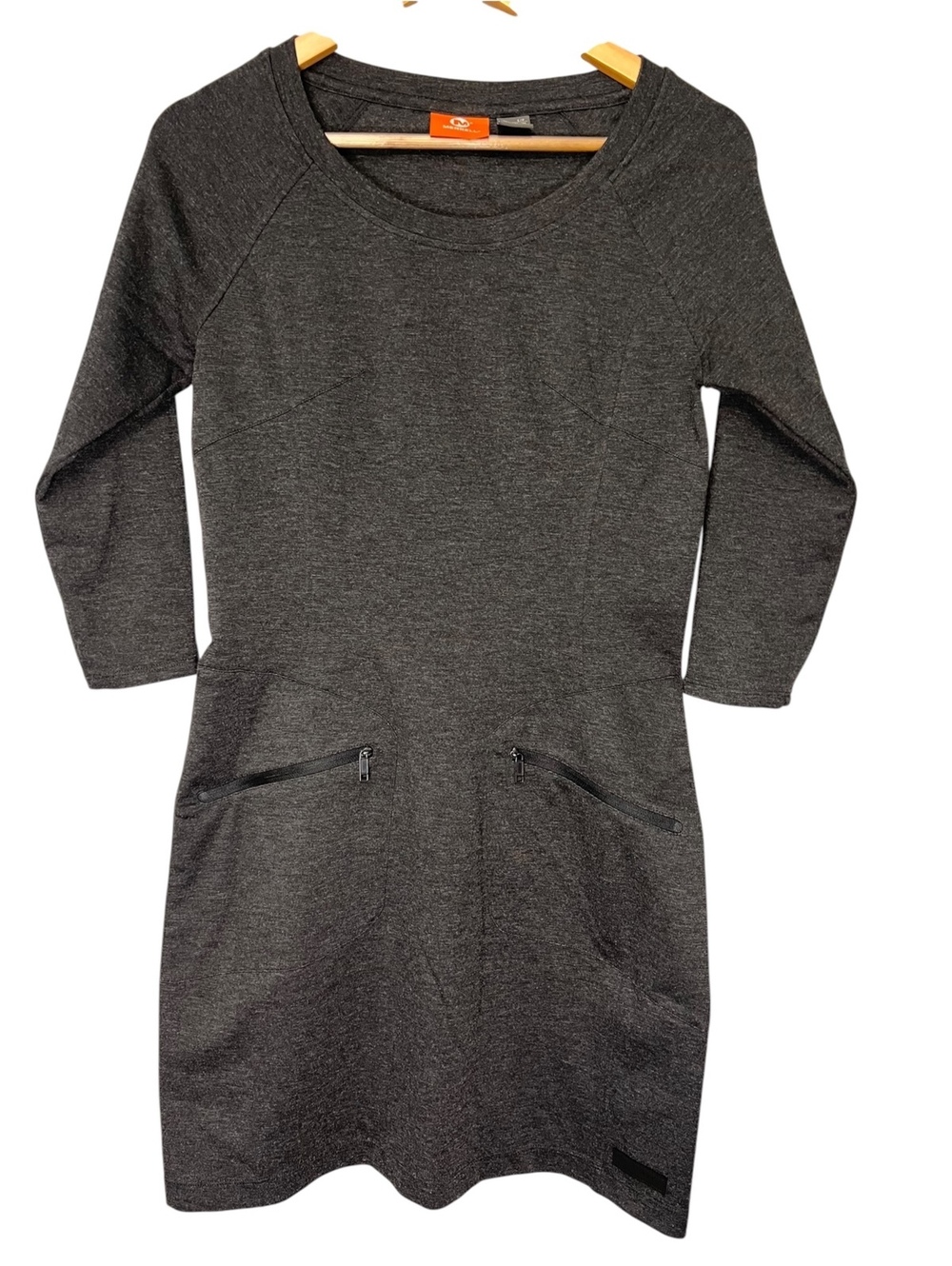 Merrell Ostrova Dress S Dark Gray Zipper Pockets 3/4 Sleeve Outdoor Athleisure